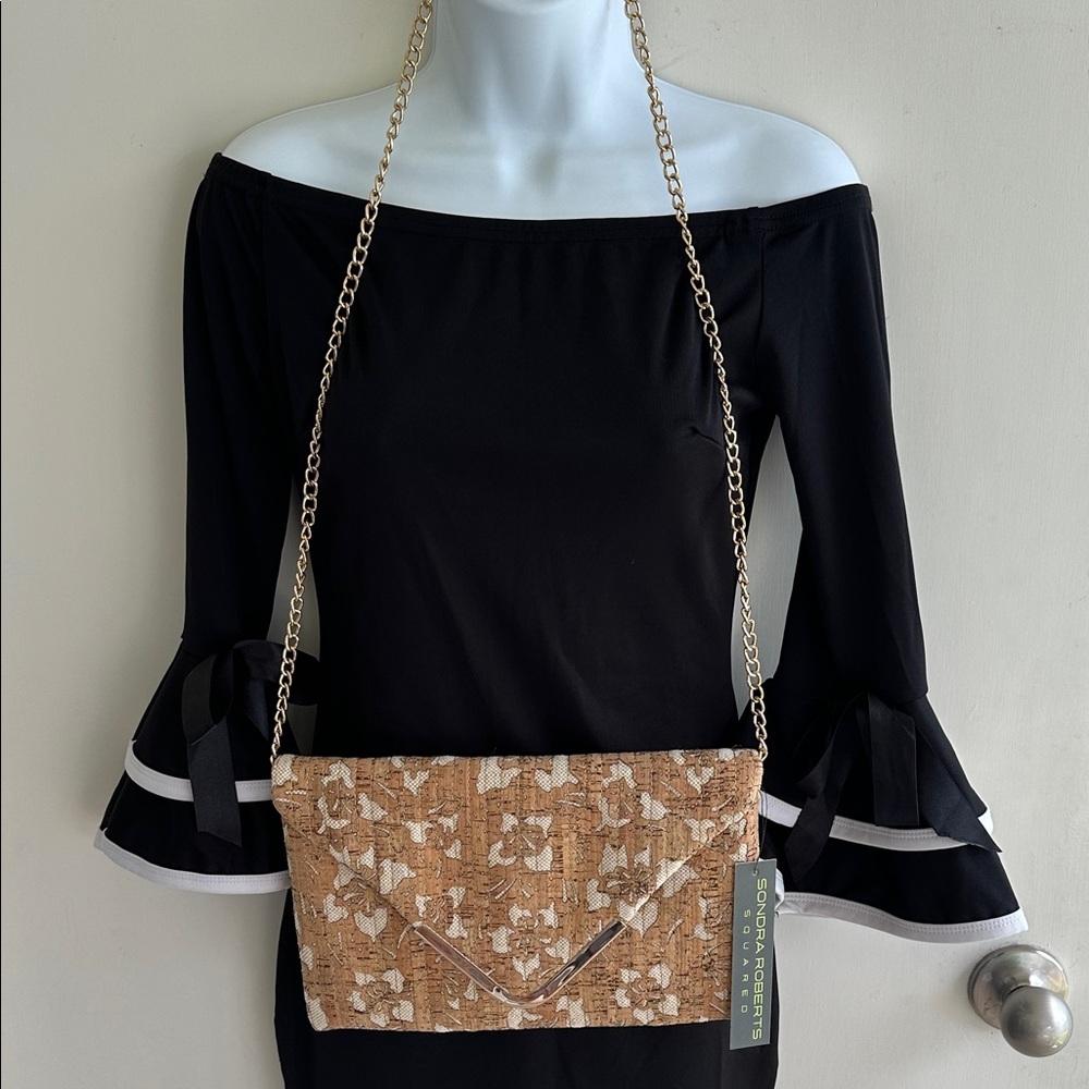 Sondra Roberts Tan Floral Clutch